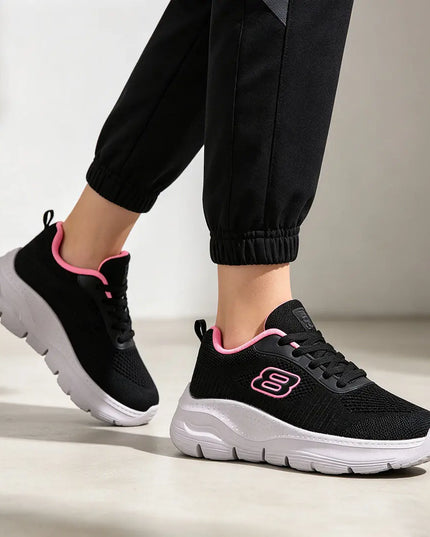 Pantofi sport De dama,Din material Textil,D1398.Negru cu Roz OEM