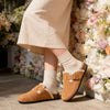 Papuci Casual De Dama,Din piele intoarsa ecologica,SA49,Camel
