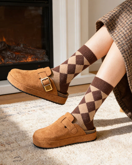 Papuci Casual De Dama din piele intoarsa ecologica, SA50 - Camel
