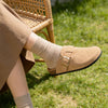 Papuci Casual De Dama,Din piele intoarsa ecologica,SA48,Kaki