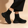 Pantofi Sport Inalti De Dama,Cu model sosete,D1384,Negru