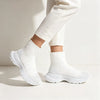 Pantofi Sport Inalti De Dama,Cu model sosete,D1384,Alb