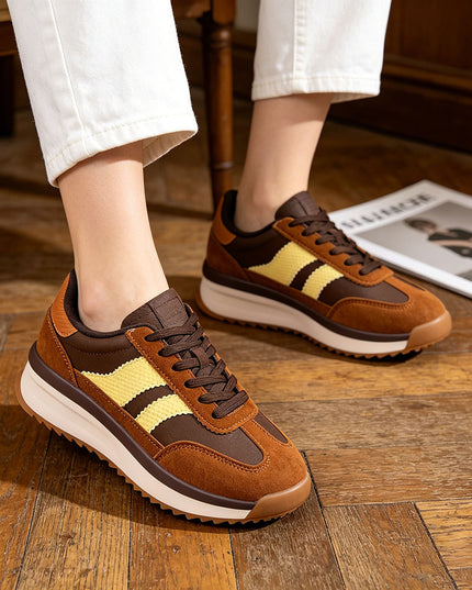 Pantofi Sport De Dama din Piele Ecologica Intoarsa, D1445 - Maro