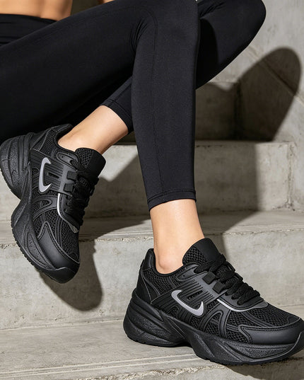Pantofi Sport De Dama cu Insertii De Plasa, D1432 - Negru