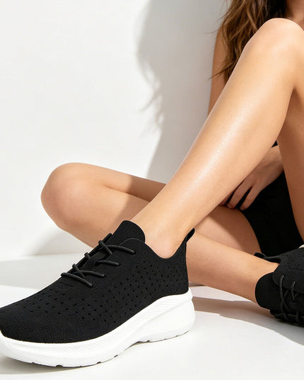 Pantofi Sport De Dama din Piele Ecologica intoarsa, D1412 - Negru cu Alb