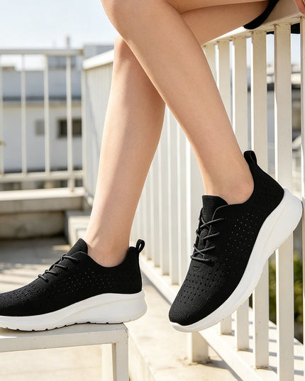 Pantofi Sport De Dama din Piele Ecologica intoarsa, D1412 - Negru cu Alb